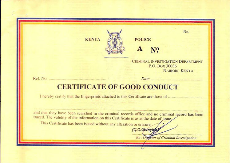 Kenya Certificate of Good Conduct  