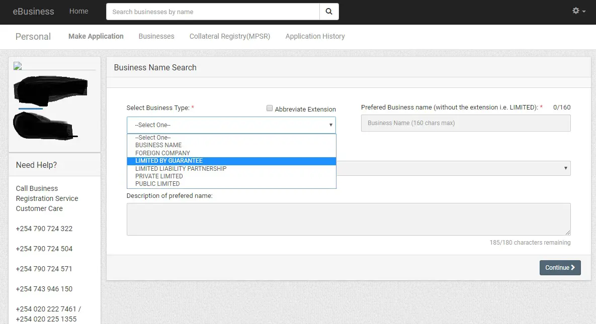 Business name search