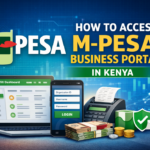 M-Pesa Business Portal login dashboard showing how to access Safaricom Paybill and Till account in Kenya