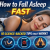 Woman sleeping peacefully beside an alarm clock illustrating science-backed tips to fall asleep fast and improve sleep quality.