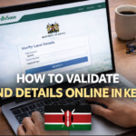 Laptop showing ArdhiSasa platform for verifying land details online in Kenya
