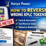 How to reverse wrong KPLC tokens showing prepaid meter, M-Pesa confirmation message, and Kenya Power token reversal form in Nairobi